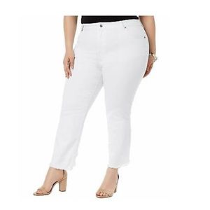 NY COLLECTION White Jeans w/frayed cut-out cuff 22